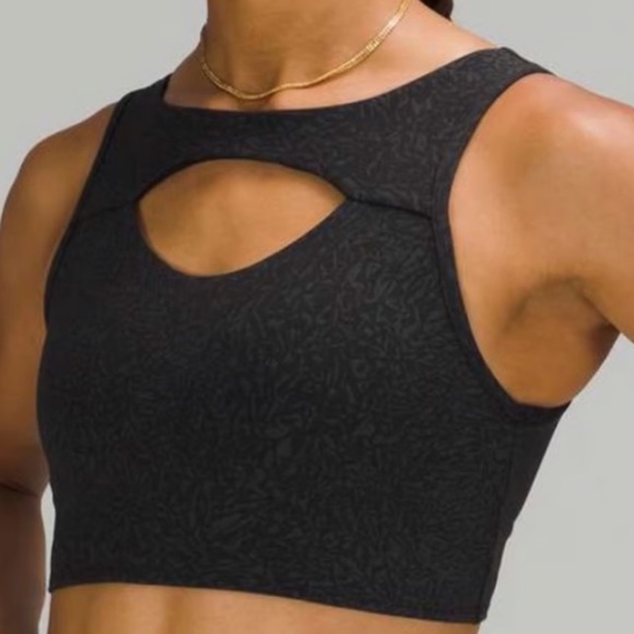Lululemon Everlux Black Pattern CutOut Train Sports Bra Sz 6 - Picture 1 of 5